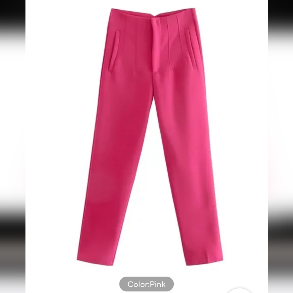 Pink  trending high waist casual office pants